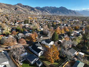 Aerial overview of property's location with nearby suburban area