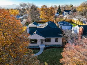 Aerial perspective of suburban area