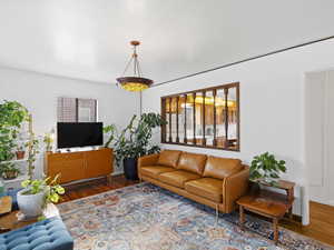 Living area featuring wood finished floors
