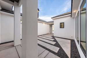 View of entry patio from main entrance.