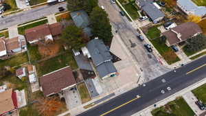 Aerial overview of property's location with nearby suburban area