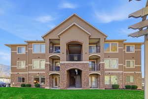 View of building exterior with a mountain view