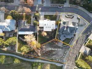 Aerial view of property's location with property parcel outlined