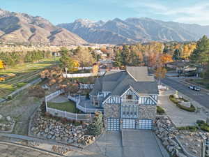 Aerial view of a mountainous background