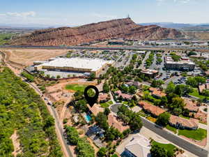 Bird's eye view of a mountainous background