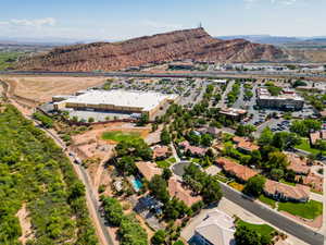 Aerial view of a mountain backdrop