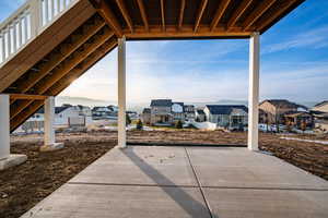 View of patio featuring a residential view and stairway