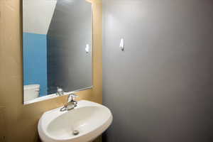 Guest bathroom under the stairs.