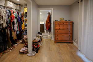 Spacious closet with light wood-style floors