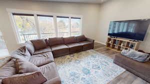 Living room featuring wood finished floors
