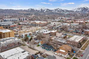 View of urban area with a mountain backdrop