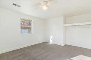 Bedroom with new carpet/ceiling fan