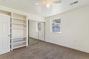 Bedroom with new carpet/ceiling fan