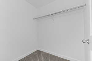 Walk in closet featuring carpet flooring