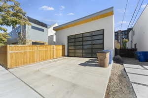 View of detached garage