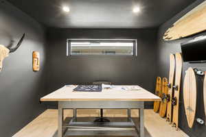 Office with recessed lighting and baseboards