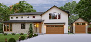 CUSTOM cottage-style home with hand-cut stone exterior and FOUR-CAR garage.