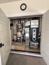 Utilities with strapped water heater and heating unit