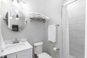 3rd Bedroom 3/4 bath with a shower stall and vanity.