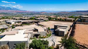 Aerial view of a mountain backdrop