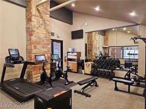 Gym with high vaulted ceiling