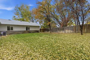 View of fenced backyard