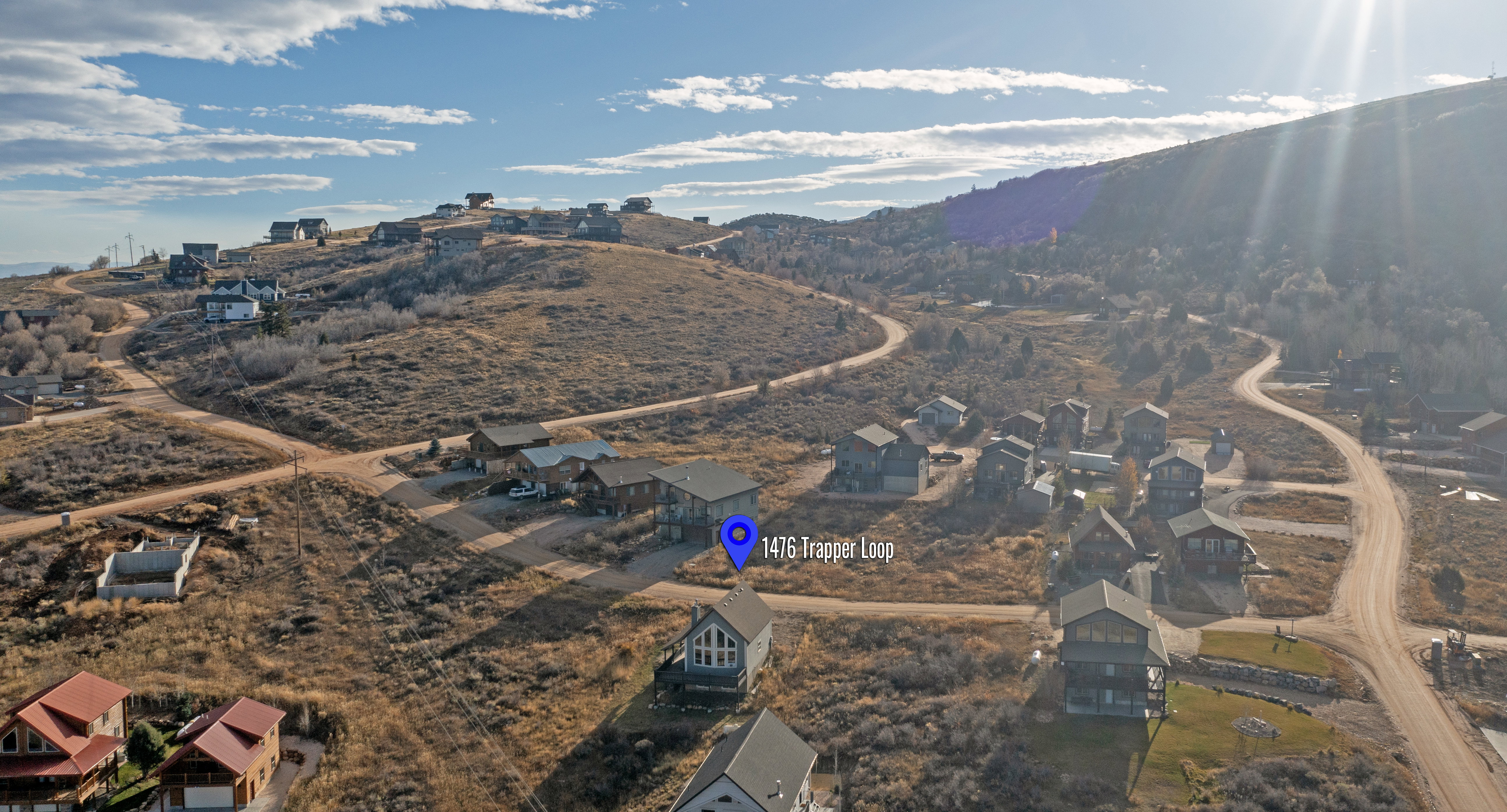 Aerial view of residential area