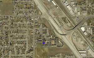 Aerial photo showing easy freeway access