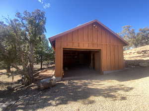 View of detached garage