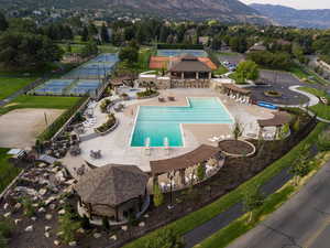 Drone / aerial view of community amenities