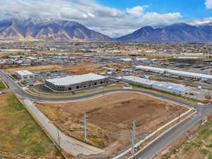 Drone / aerial view of a mountain backdrop