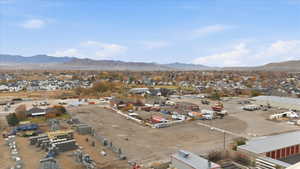 Bird's eye view of a mountainous background