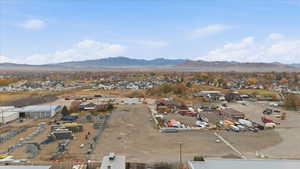 Aerial view of a mountain backdrop