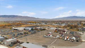 Aerial view of a mountain backdrop