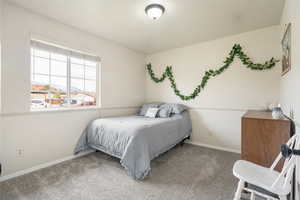 Bedroom with carpet floors