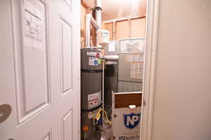 Utility room featuring water heater