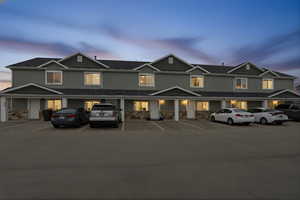 View of front facade with stone siding