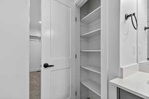 Spacious closet with carpet floors