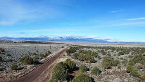 Bird's eye view of a mountainous background
