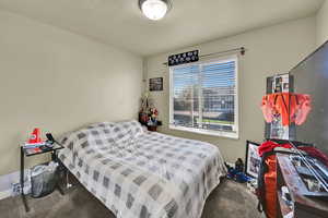 Bedroom with carpet