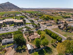 Overview of rural landscape featuring mountains