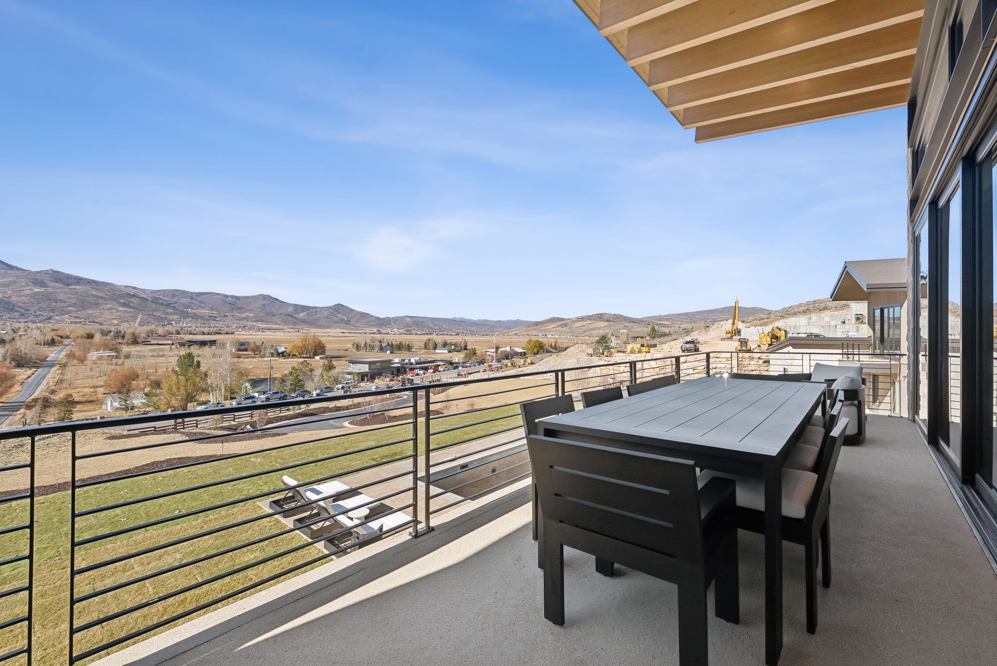 Balcony with a mountain view