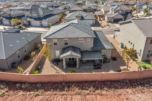 Aerial perspective of suburban area
