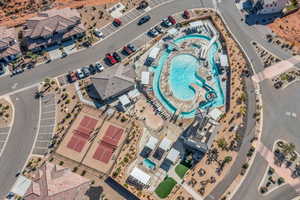 Aerial view of a pool