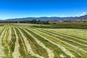 View of mountain background featuring rural landscape and extensive farmland