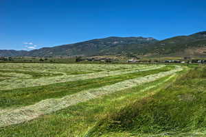 View of mountain backdrop featuring rural landscape