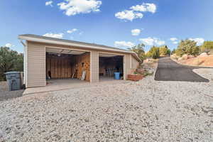 View of detached garage