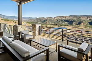 Balcony with a mountain view