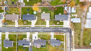 Aerial perspective of suburban area
