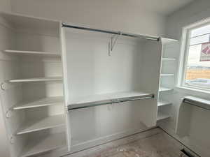 View of walk in closet